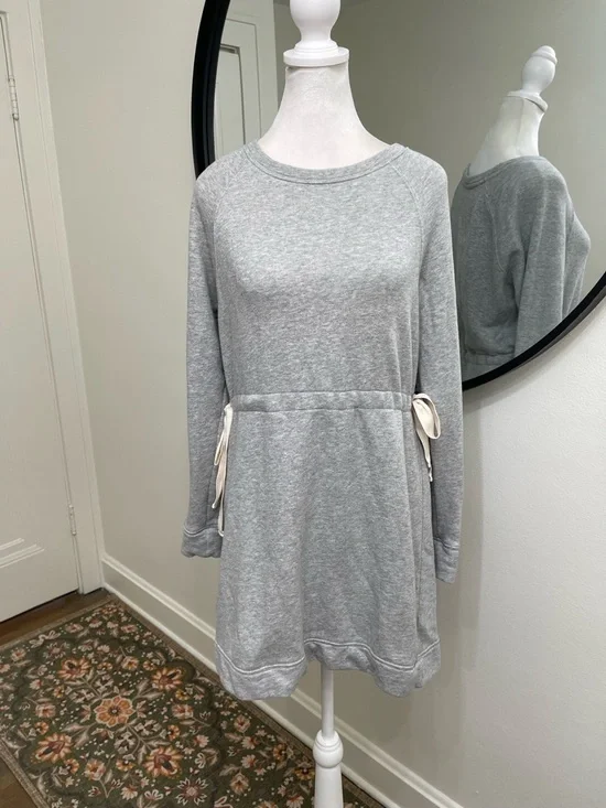 Athleta Studio Cinch Sweatshirt Dress - Heather Grey Small - Picture 2 of 5